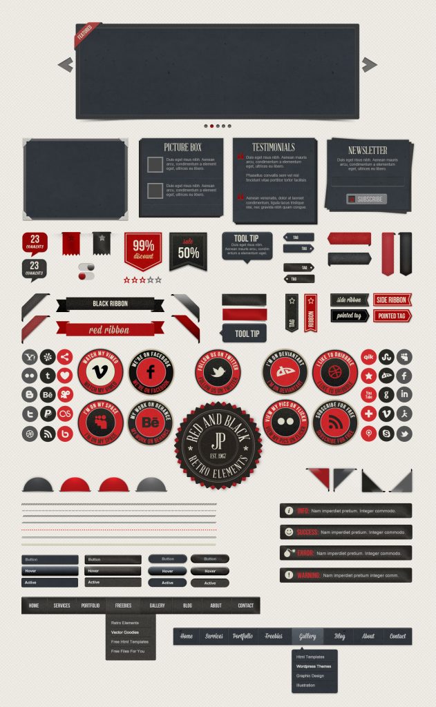 Retro Web Elements – Red & Black Pack