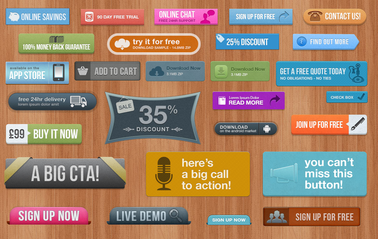 28 Call To Action Buttons – Bright & Eye-Catching