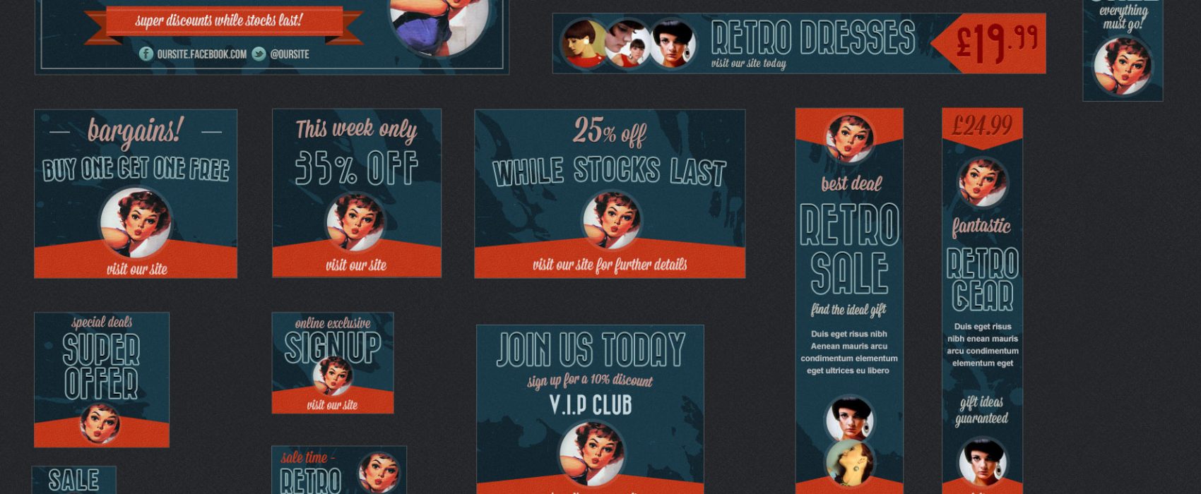 15 Retro Banners – Vintage Shopping Ads