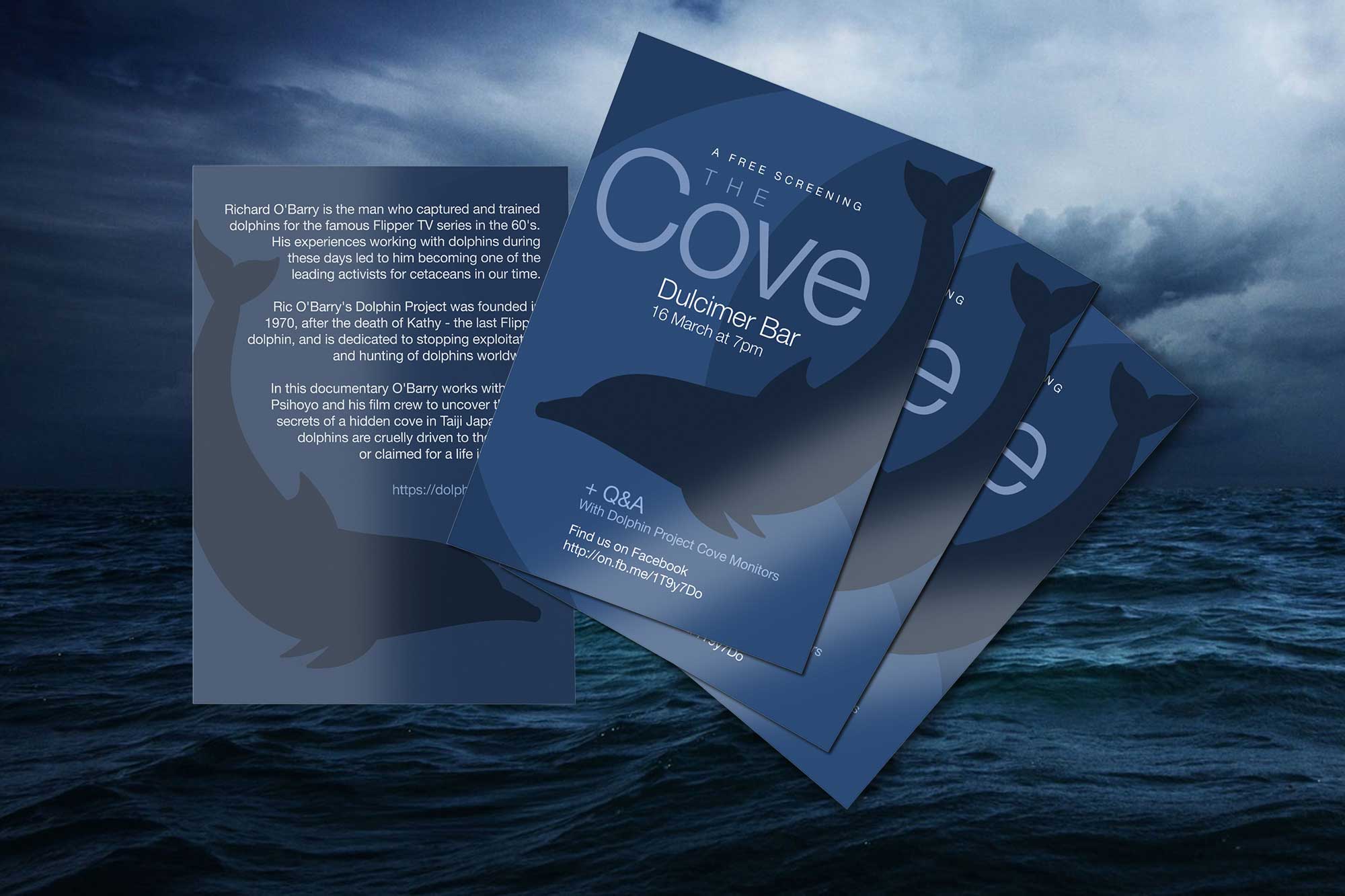 Poster & leaflet design for a screening of ‘The Cove’