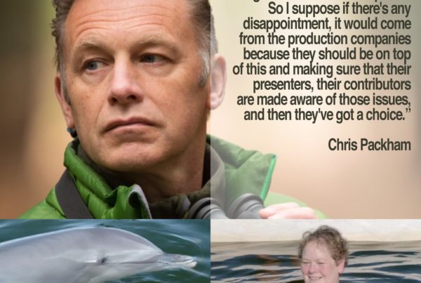 Chris Packham has blasted The Chasers' controversial swim with dolphins as "unacceptable".