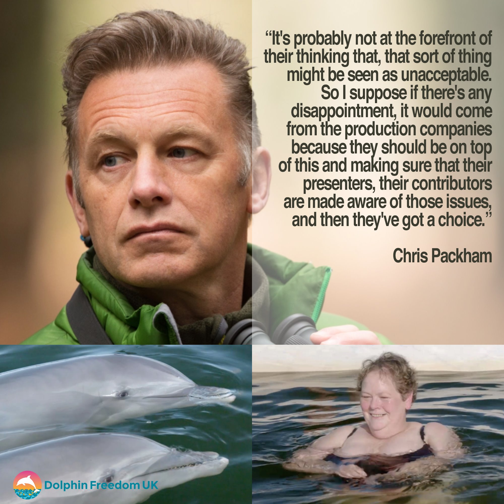 Chris Packham has blasted The Chasers' controversial swim with dolphins as "unacceptable".